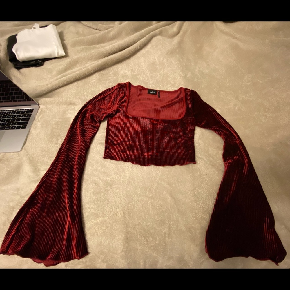 Crushed red velvet top